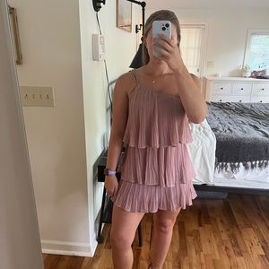 Lulus Blowing Kisses Dusty Pink Pleated One Shoulder Dress